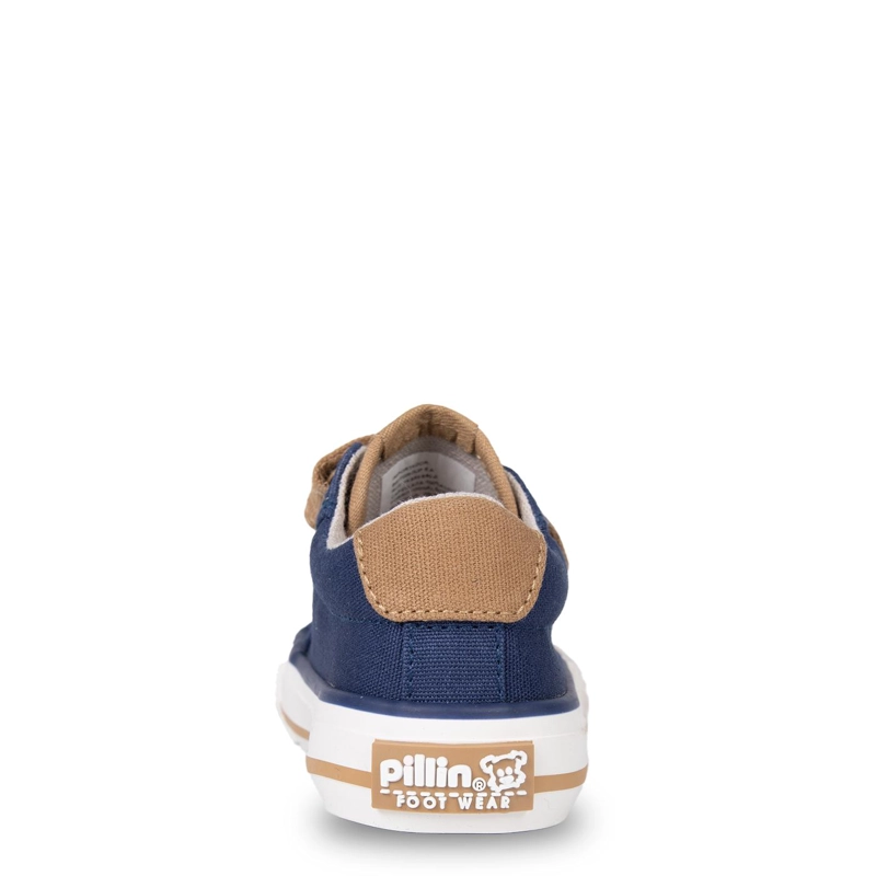 ZAPATILLA BEBE  NIÑO DE LONA DOBLE VELCRO AZUL MARINO PILLIN - 4