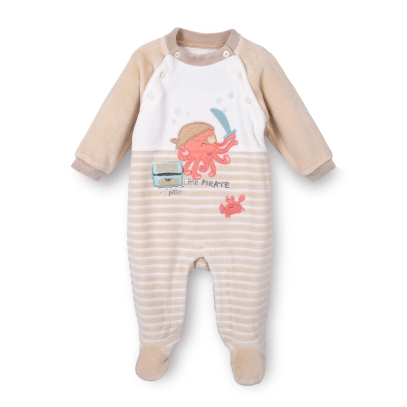 OSITO PLUSH RECIE N NACIDO NIÑO BORDADO PULPO PIRATA BEIGE PILLIN - 1