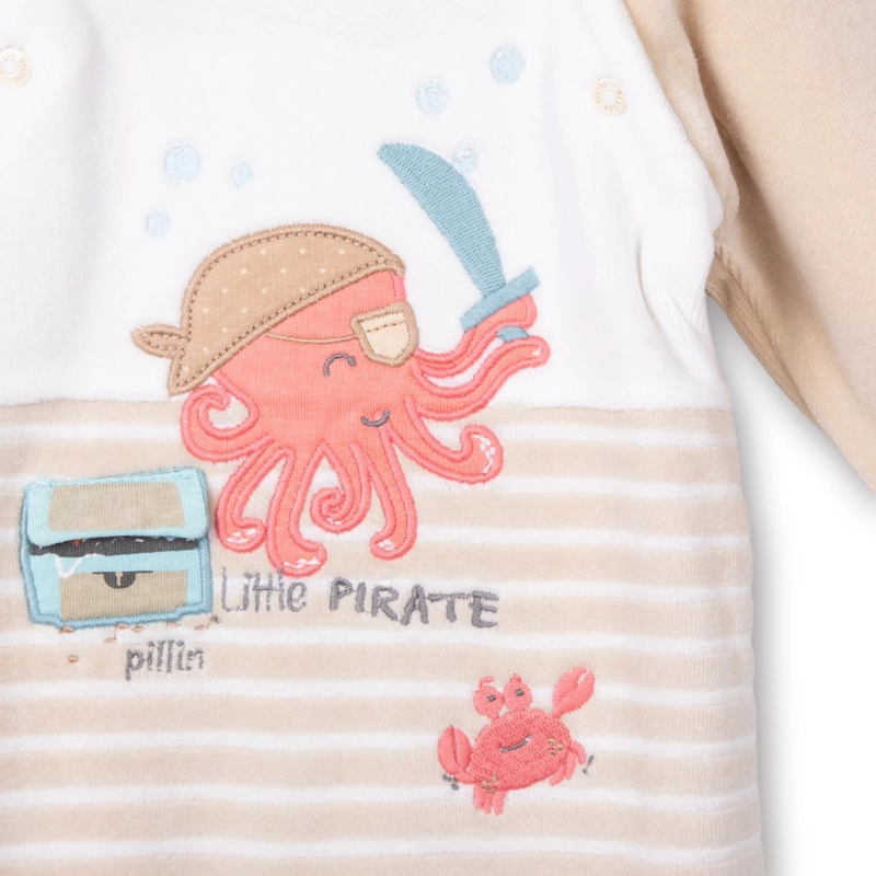 OSITO PLUSH RECIE N NACIDO NIÑO BORDADO PULPO PIRATA BEIGE PILLIN - 3
