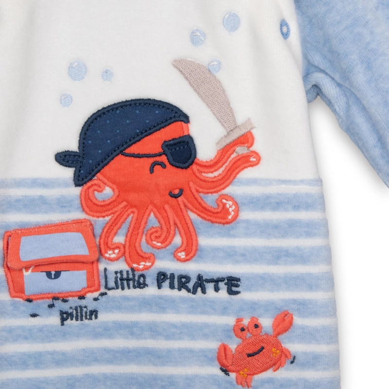 OSITO PLUSH RECIE N NACIDO NIÑO BORDADO PULPO PIRATA CELESTE PILLIN - 2