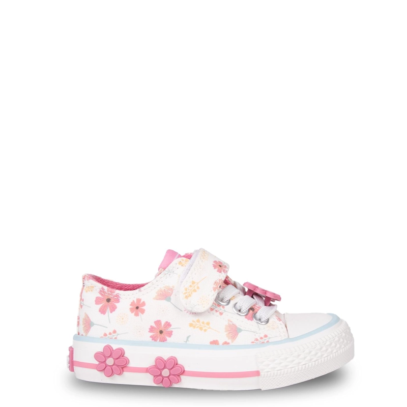 ZAPATILLA BEBE  NIÑA DE LONA FLORAL CRUDO PILLIN - 2