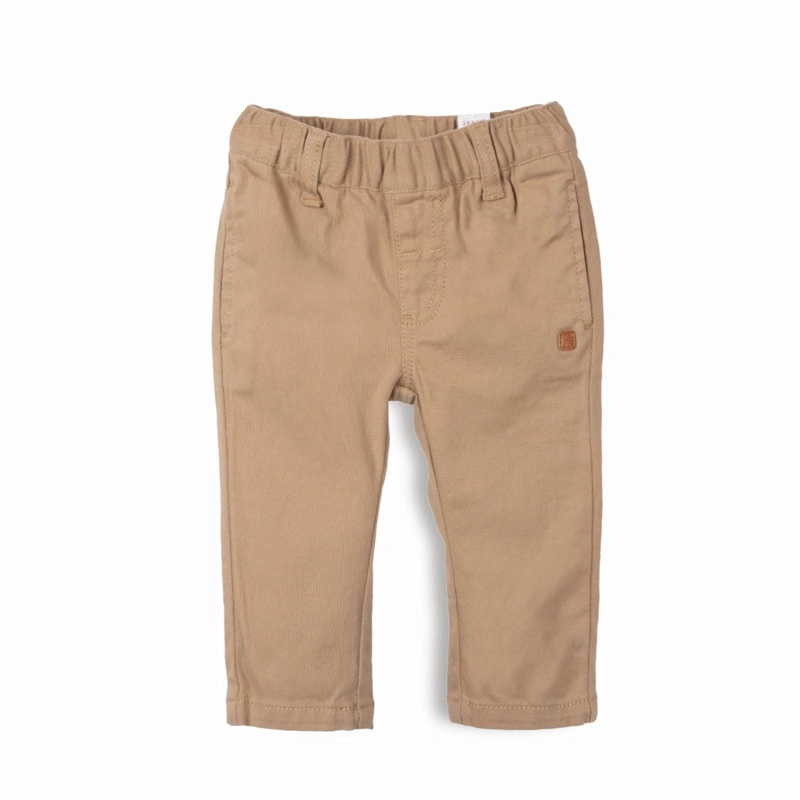PANTALON BEBE  NIÑO BOLSILLOS CINTURA ELASTICADA BEIGE PILLIN - 1