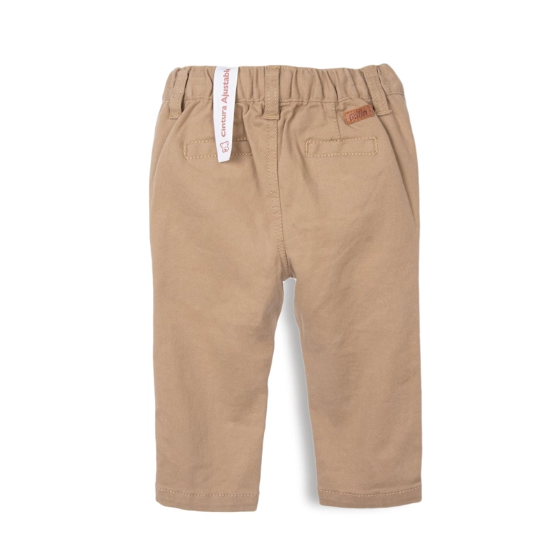 PANTALON BEBE  NIÑO BOLSILLOS CINTURA ELASTICADA BEIGE PILLIN - 2