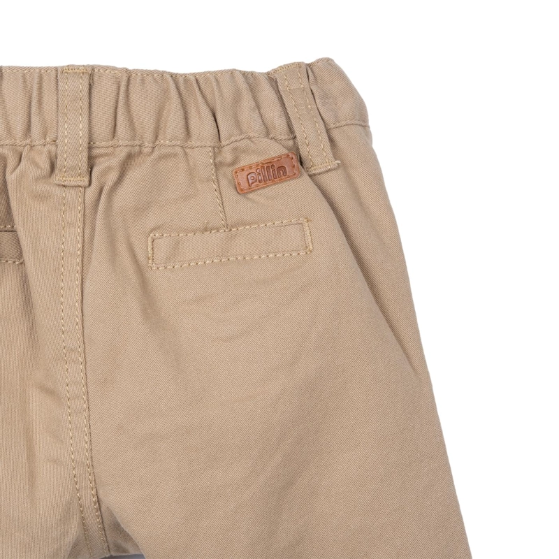 PANTALON BEBE  NIÑO BOLSILLOS CINTURA ELASTICADA BEIGE PILLIN - 4