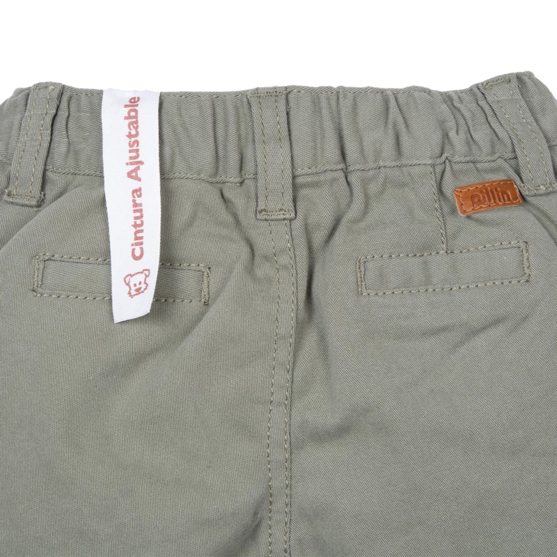 PANTALON BEBE  NIÑO BOLSILLOS CINTURA ELASTICADA VERDE PILLIN - 4