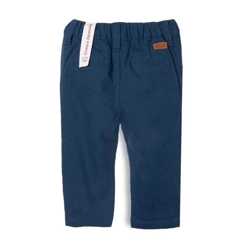 PANTALON BEBE  NIÑO BOLSILLOS CINTURA ELASTICADA AZUL MARINO PILLIN - 2