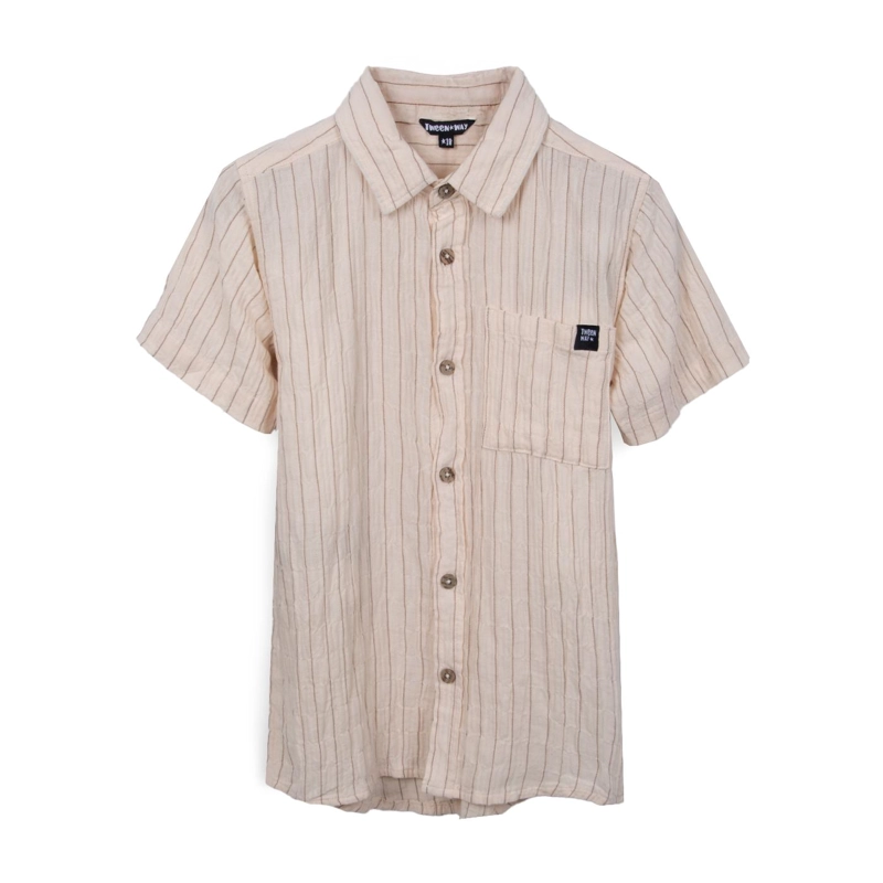 CAMISA NIÑO MANGA CORTA BOLSILLO DELANTERO BEIGE PILLIN - 1