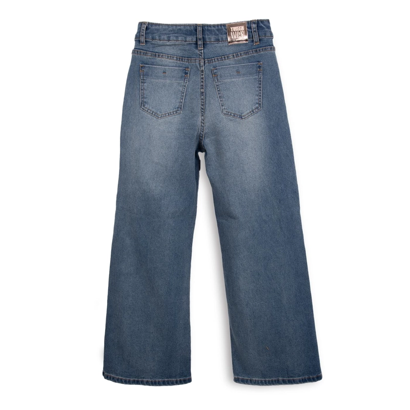 JEANS NIÑA WIDE LEG AZUL PIEDRA PILLIN - 2