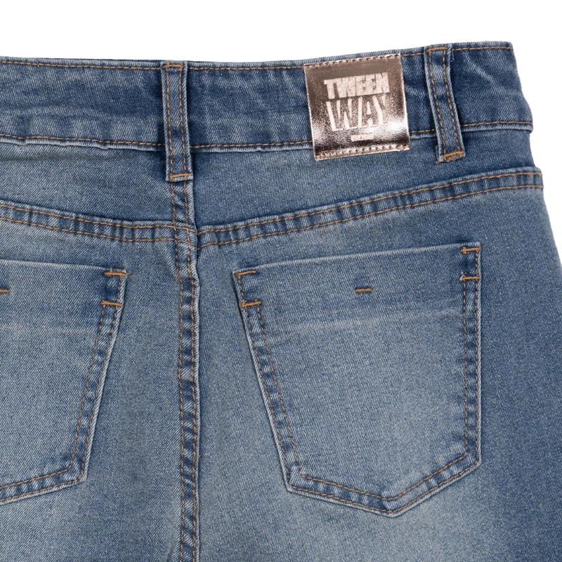 JEANS NIÑA WIDE LEG AZUL PIEDRA PILLIN - 4