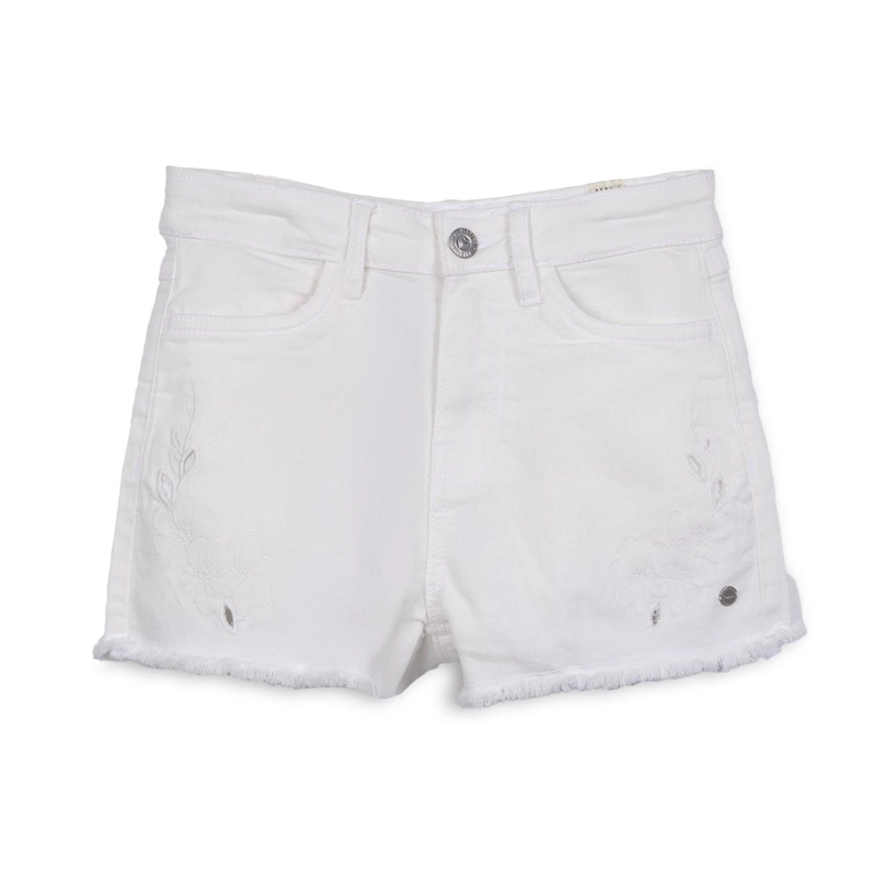 SHORT NIÑA CINTURA AJUSTABLE BORDADO BLANCO PILLIN - 1