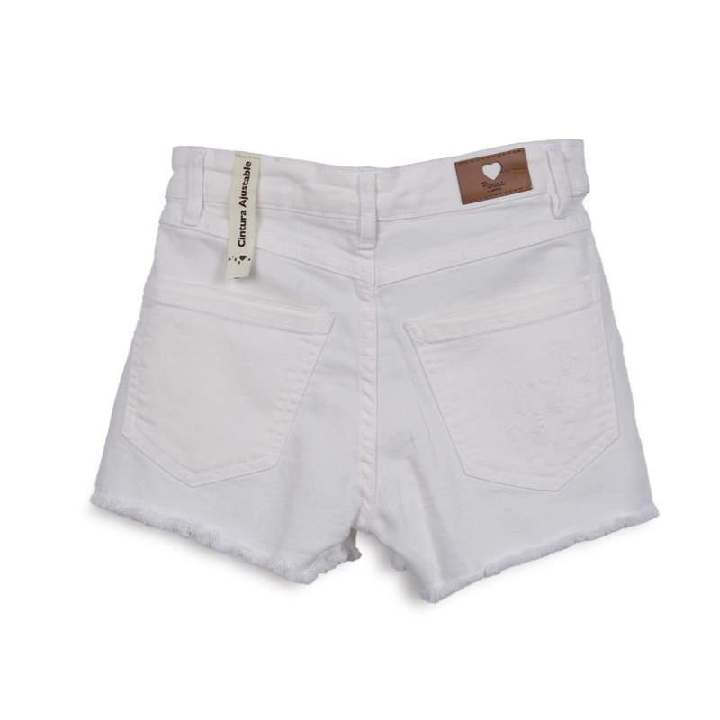 SHORT NIÑA CINTURA AJUSTABLE BORDADO BLANCO PILLIN - 2