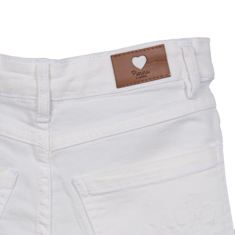 SHORT NIÑA CINTURA AJUSTABLE BORDADO BLANCO PILLIN - 4