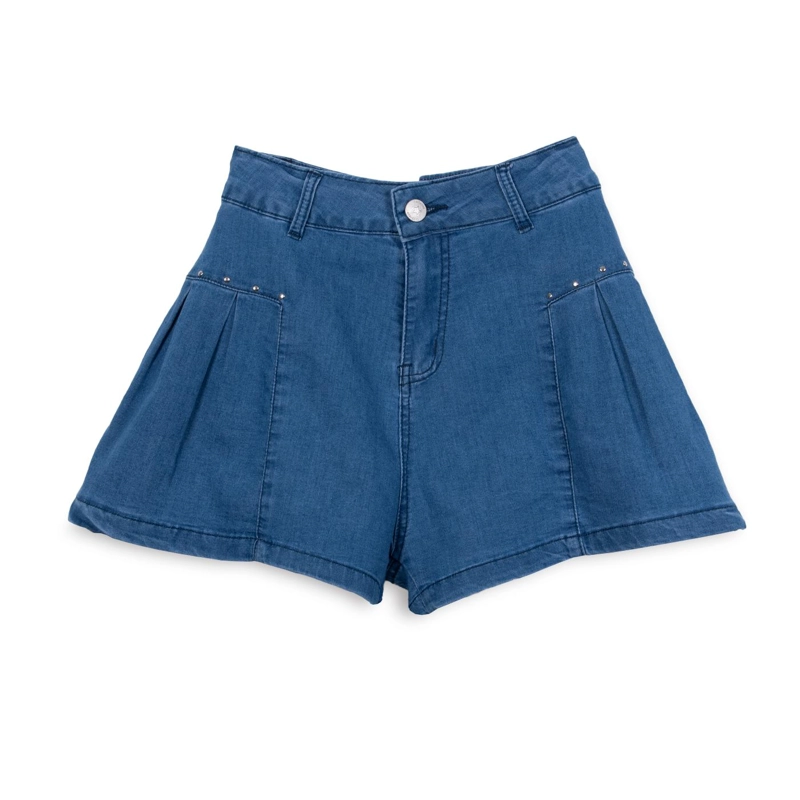 SHORT NIÑA ANCHO TACHAS AZUL PILLIN - 1