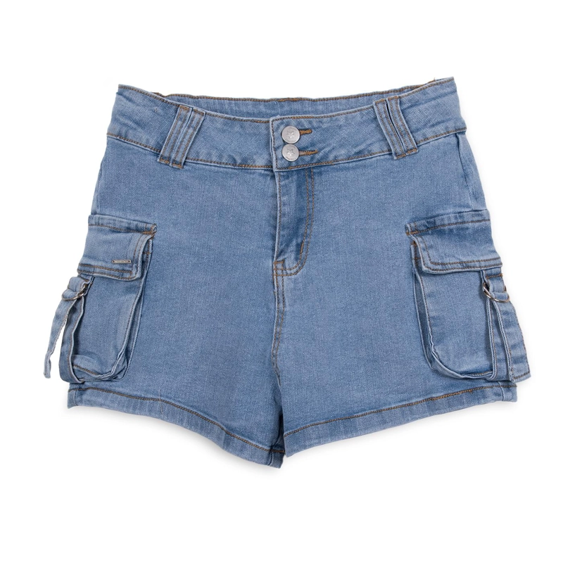 SHORT NIÑA CARGO DENIM PILLIN - 1