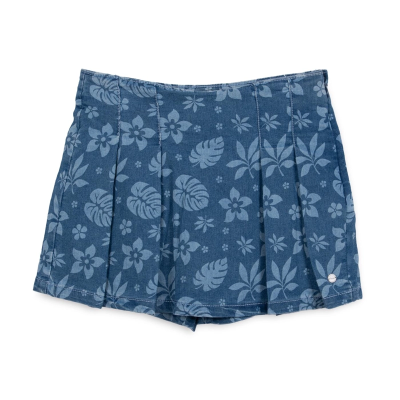 SHORT FALDA NIÑA DISEÑO FLORAL DENIM PILLIN - 1