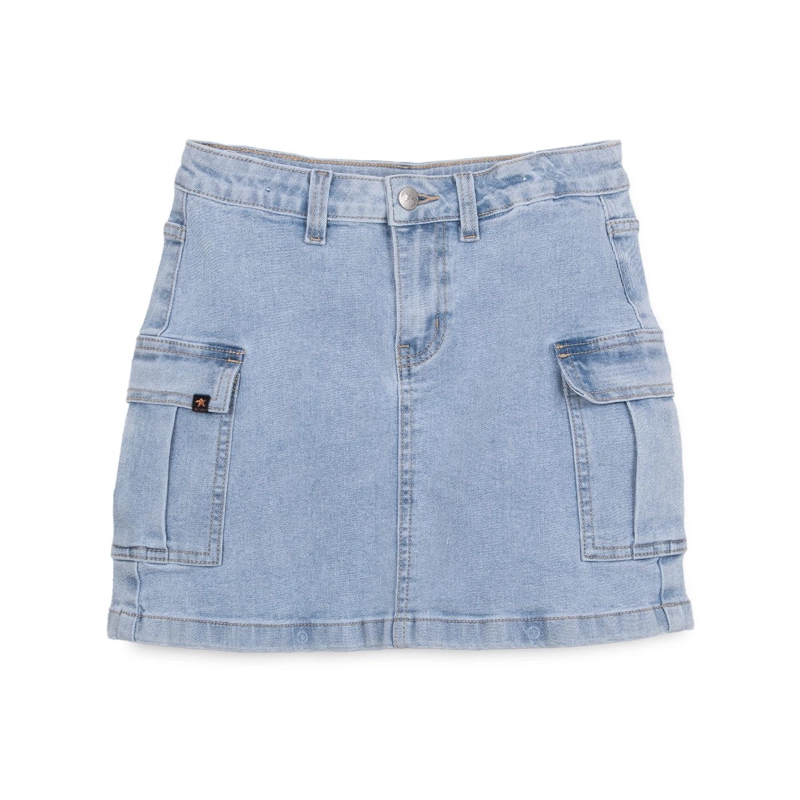 FALDA NIÑA DENIM CARGO CELESTE PILLIN - 1