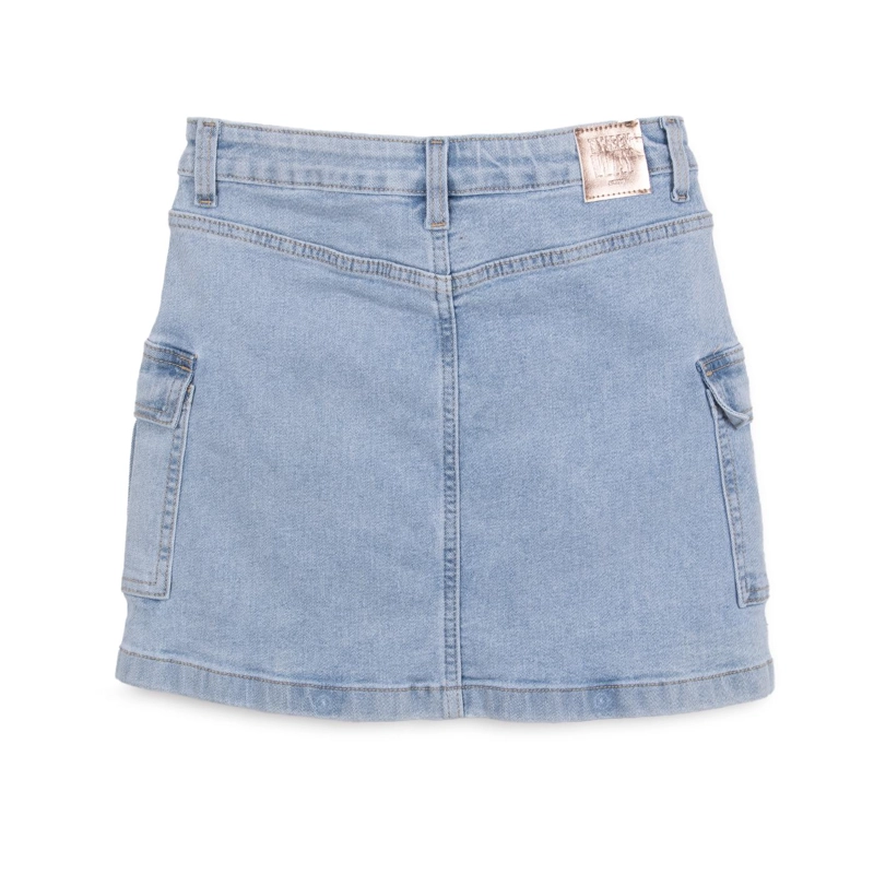 FALDA NIÑA DENIM CARGO CELESTE PILLIN - 2