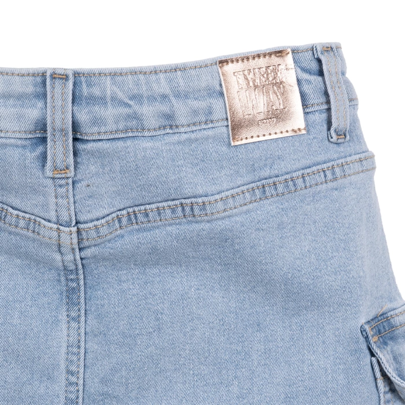 FALDA NIÑA DENIM CARGO CELESTE PILLIN - 4