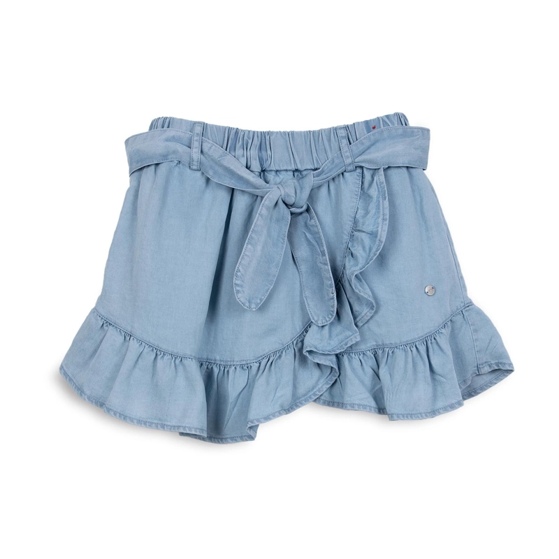 SHORT FALDA NIÑA CINTURA ELASTICADA CELESTE PILLIN - 1