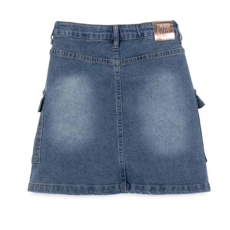 FALDA NIÑA DENIM CARGO AZUL PILLIN - 2
