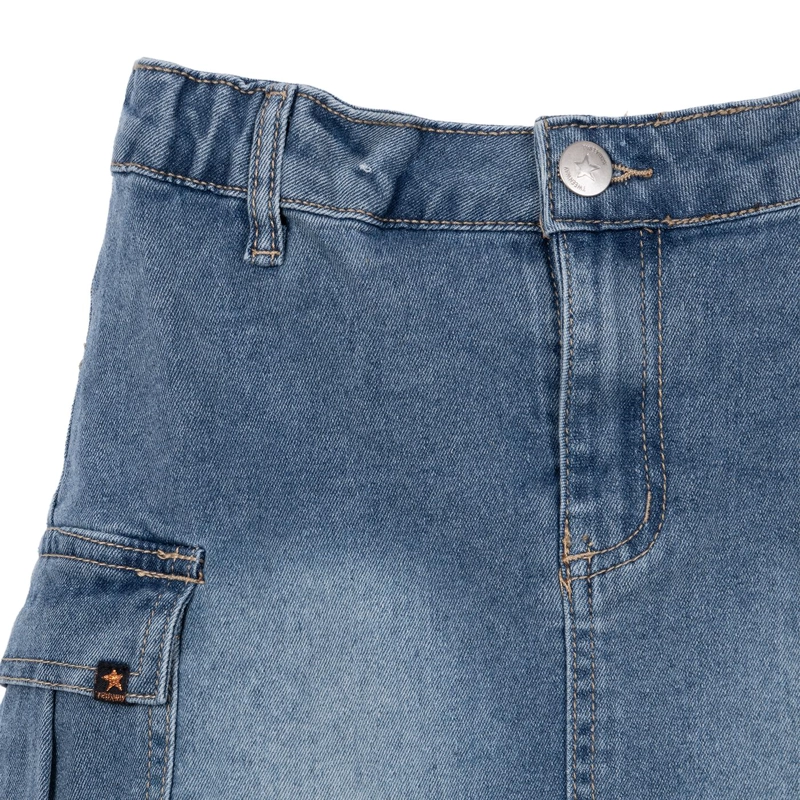 FALDA NIÑA DENIM CARGO AZUL PILLIN - 3
