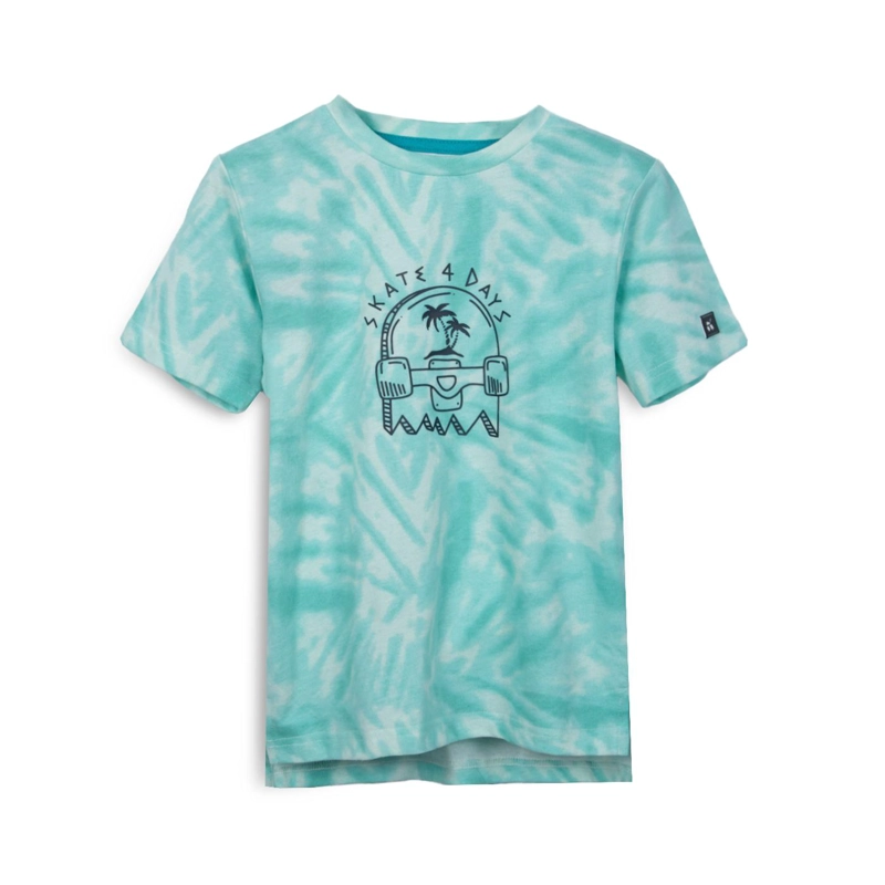 POLERA NIÑO MANGA CORTA ESTAMPADO TIE-DYE VERDE PILLIN - 1