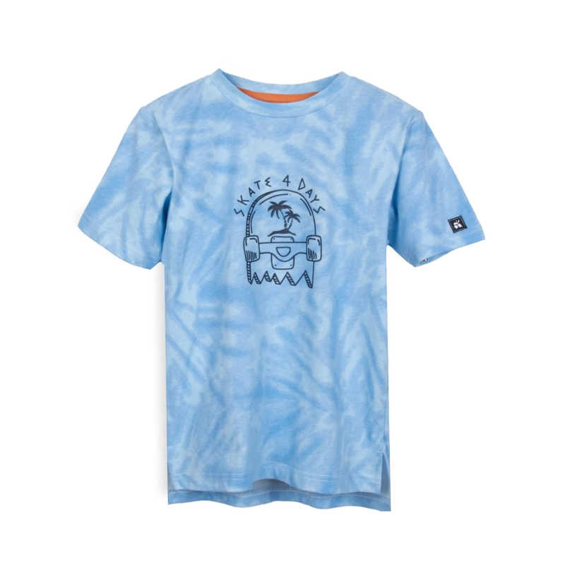 POLERA NIÑO MANGA CORTA ESTAMPADO TIE-DYE CELESTE PILLIN - 1