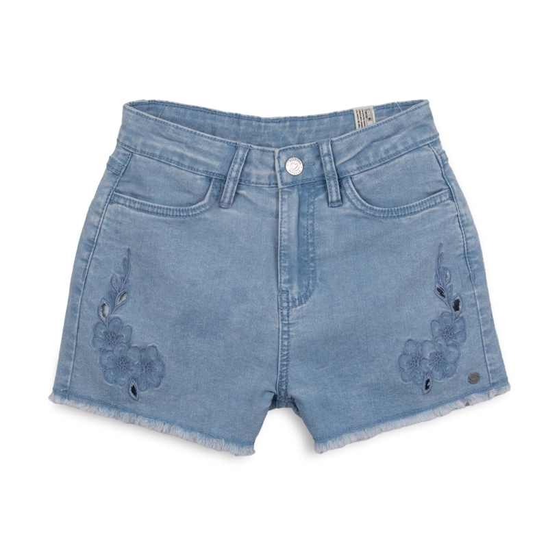 SHORT NIÑA CINTURA AJUSTABLE BORDADO JEANS PILLIN - 1