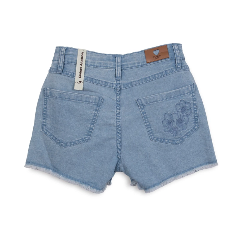 SHORT NIÑA CINTURA AJUSTABLE BORDADO JEANS PILLIN - 2