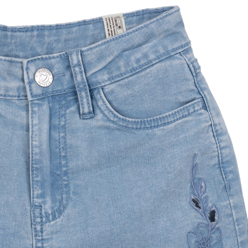 SHORT NIÑA CINTURA AJUSTABLE BORDADO JEANS PILLIN - 3