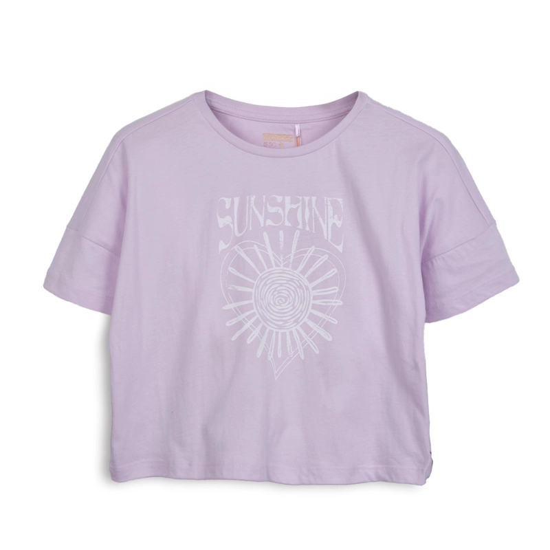 POLERA NIÑA MANGA CORTA OVERSIZE LILA PILLIN - 1