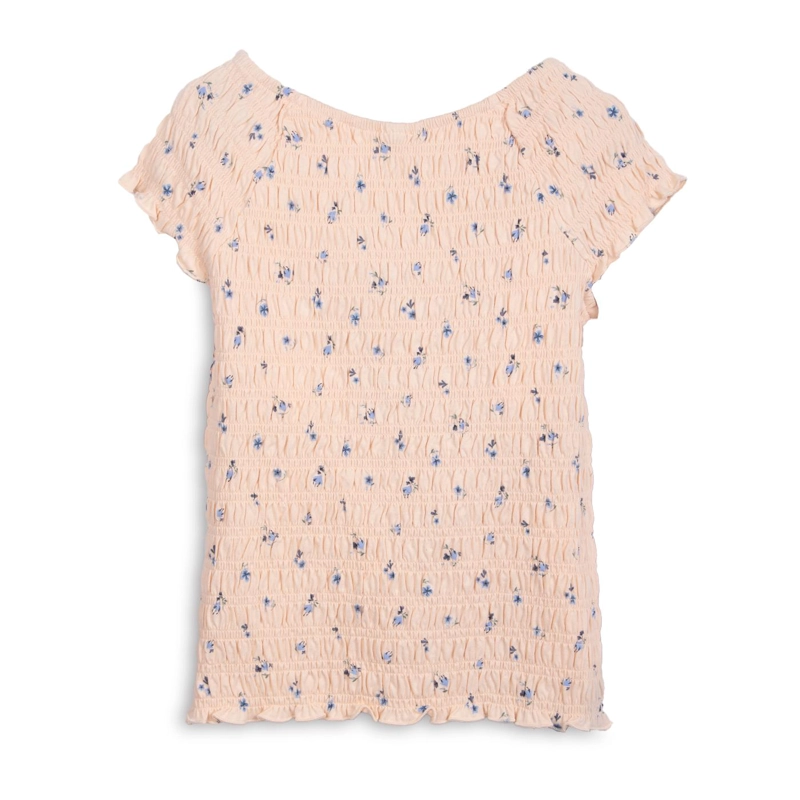 POLERA NIÑA MANGA CORTA PANAL ESTAMPADO FLORAL DAMASCO PILLIN - 2