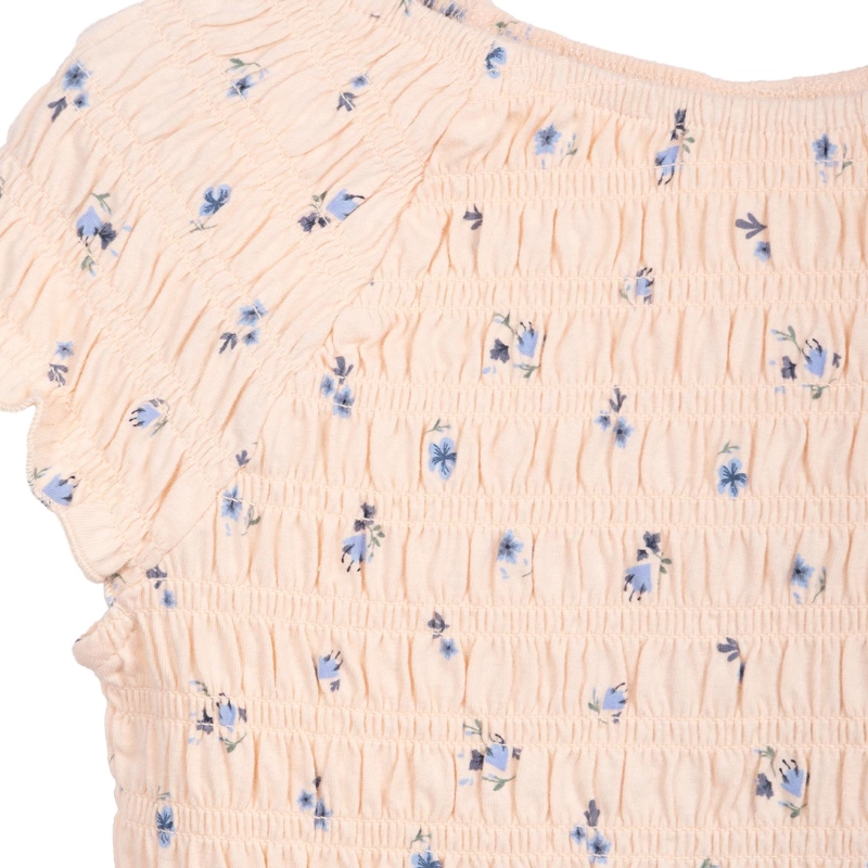 POLERA NIÑA MANGA CORTA PANAL ESTAMPADO FLORAL DAMASCO PILLIN - 3