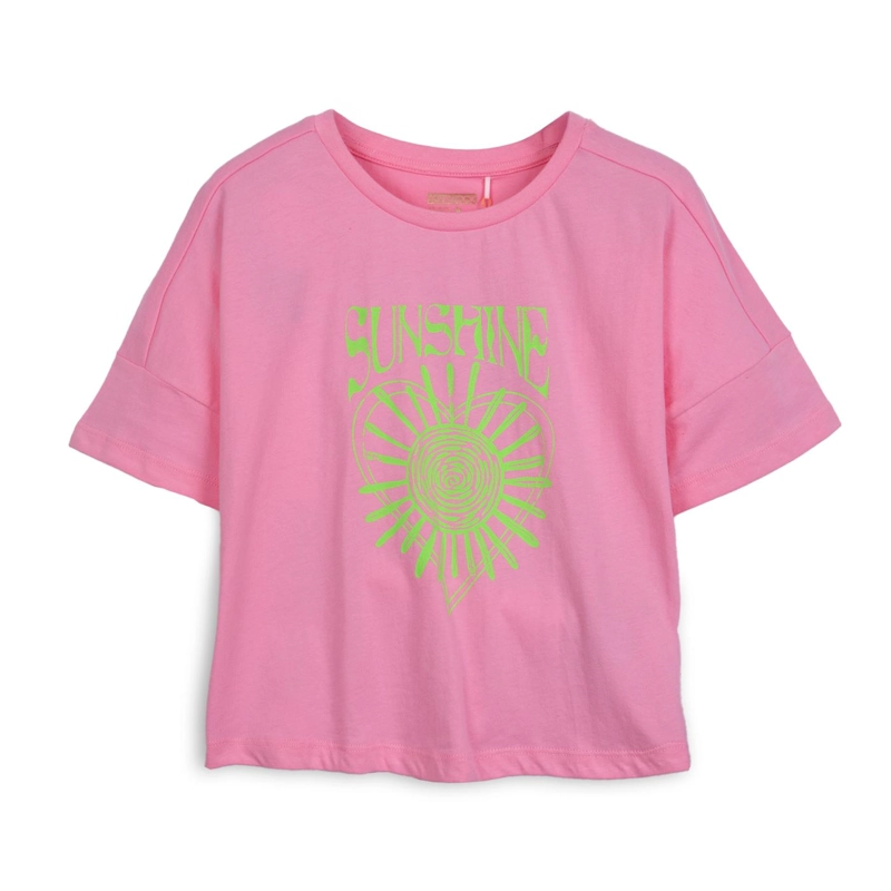 POLERA NIÑA MANGA CORTA OVERSIZE ROSADO PILLIN - 1