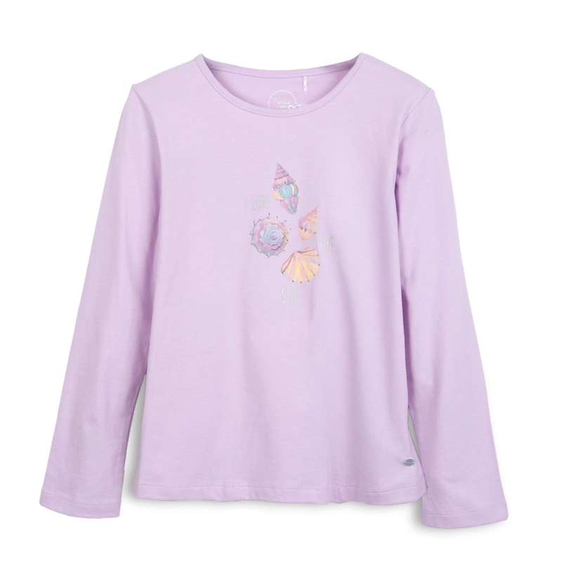 POLERA NIÑA MANGA LARGA ESTAMPADO CONCHITAS MALVA PILLIN - 1