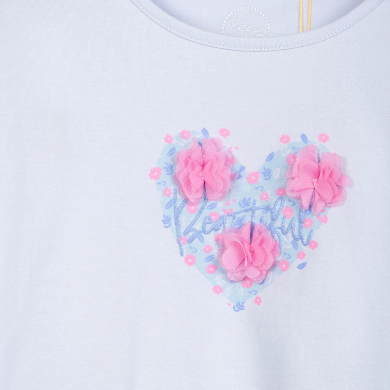 POLERA NIÑA MANGA LARGA APLICACION FLORES CELESTE PILLIN - 3