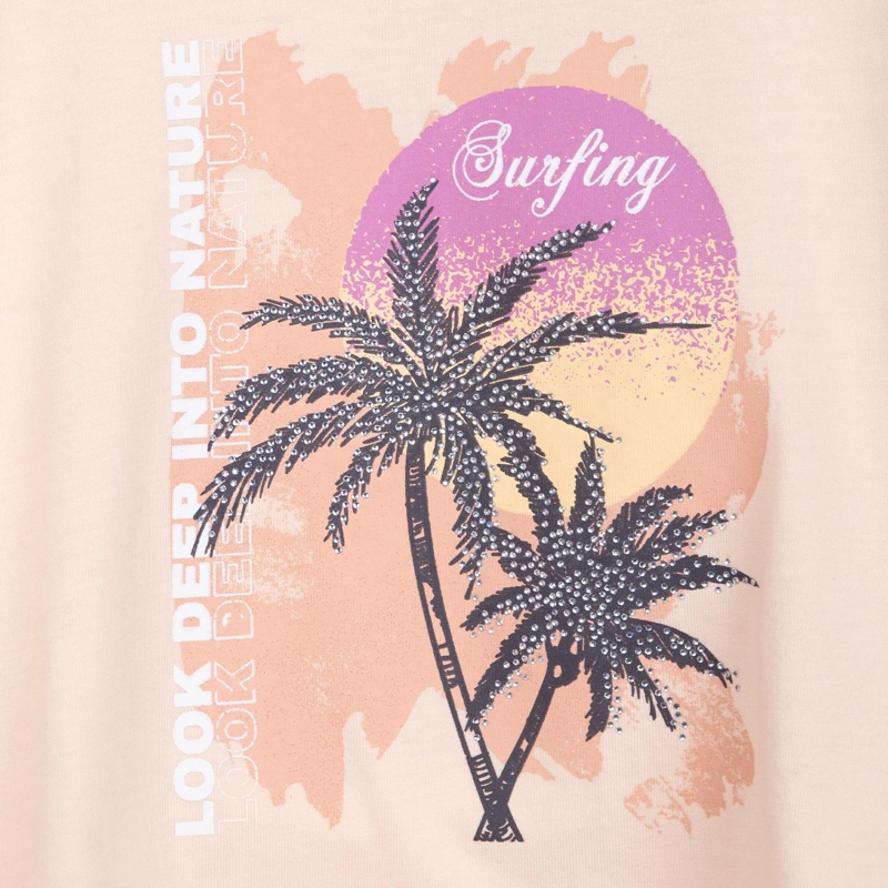 POLERA NIÑA MANGA CORTA ESTAMPADO PLAYERO NARANJO PILLIN - 3