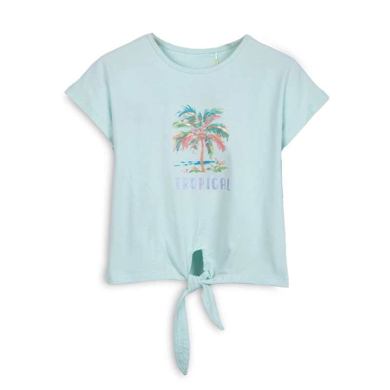 POLERA NIÑA MANGA CORTA CON AMARRA DELANTERA AQUA PILLIN - 1