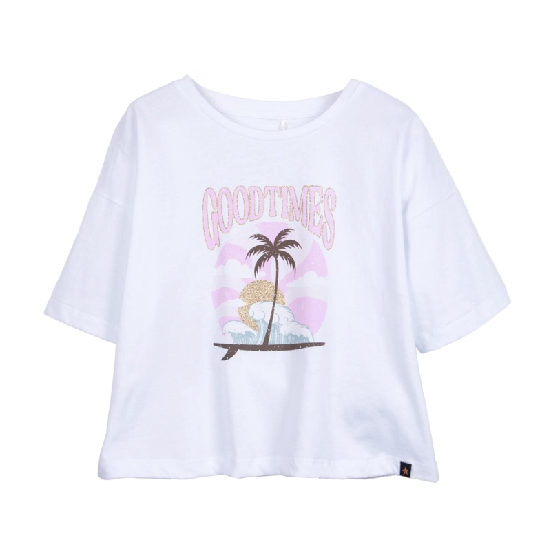 POLERA NIÑA MANGA CORTA ESTAMPADA BLANCO PILLIN - 1