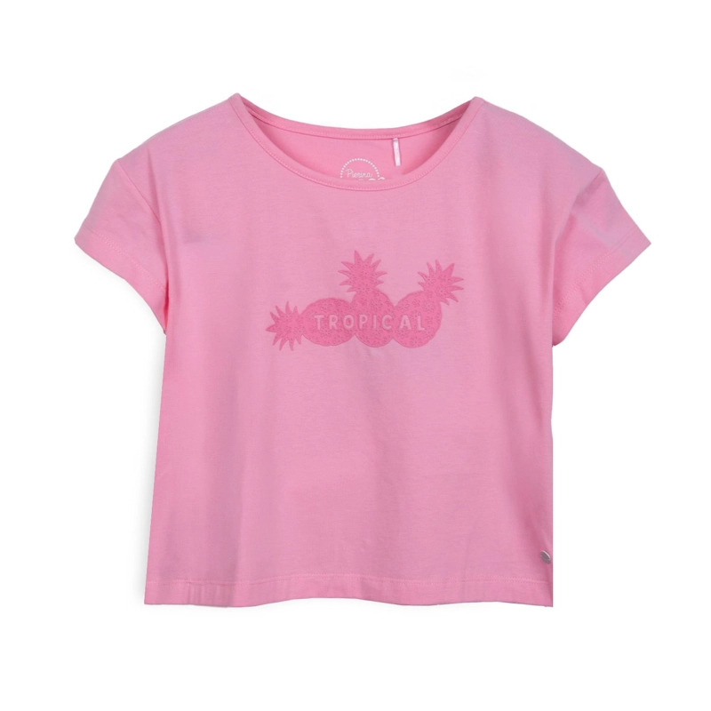 POLERA NIÑA MANGA CORTA ESTAMPADO PIÑAS ROSADO PILLIN - 1