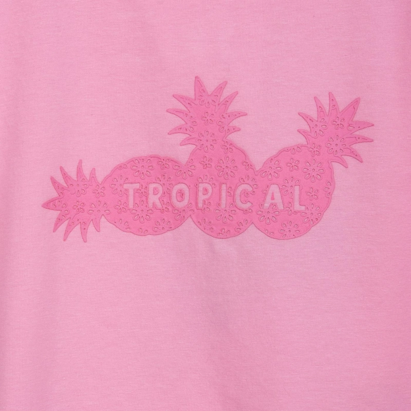 POLERA NIÑA MANGA CORTA ESTAMPADO PIÑAS ROSADO PILLIN - 3