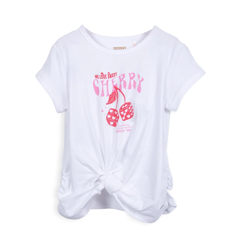 POLERA NIÑA MANGA CORTA CON AMARRA DELANTERA BLANCO PILLIN - 1