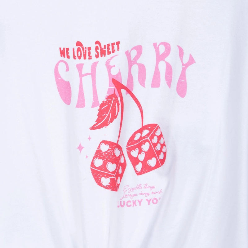 POLERA NIÑA MANGA CORTA CON AMARRA DELANTERA BLANCO PILLIN - 3