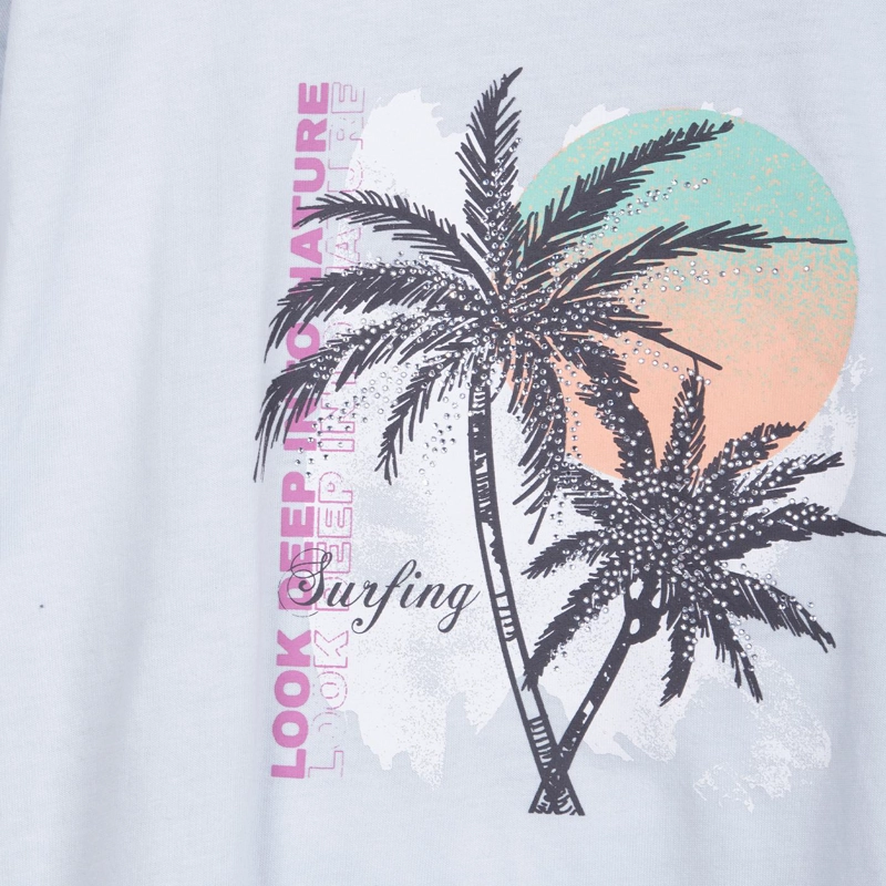 POLERA NIÑA MANGA CORTA ESTAMPADO PLAYERO CELESTE PILLIN - 3