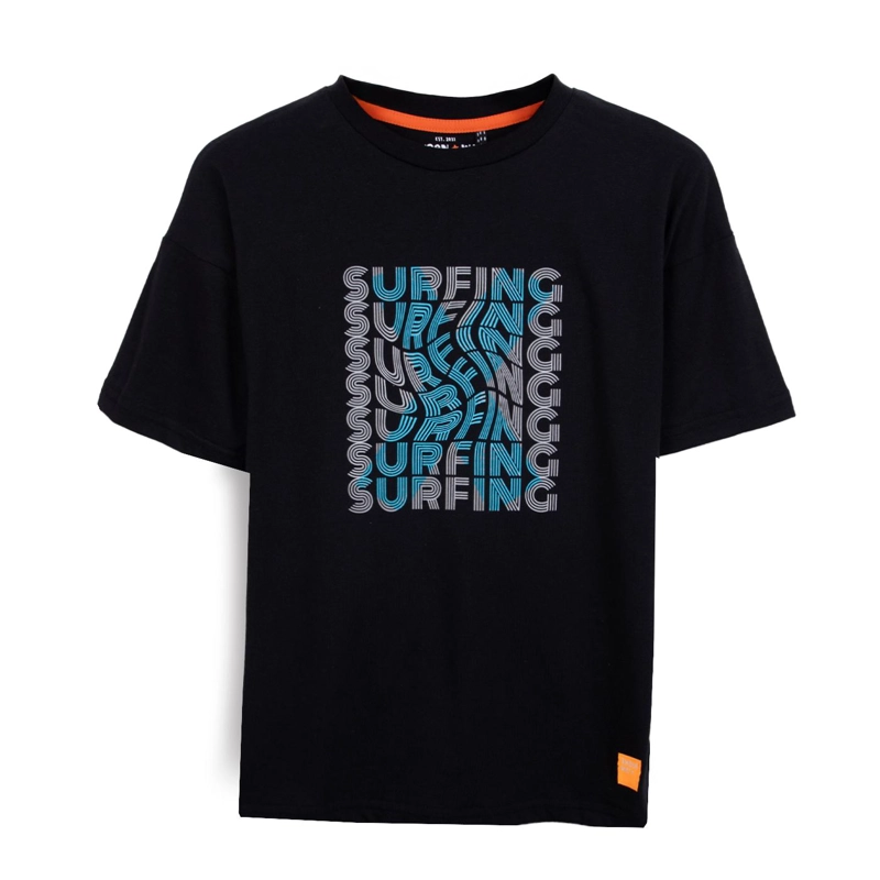 POLERA NIÑO MANGA CORTA TEXTO ESTAMPADO NEGRO PILLIN - 1
