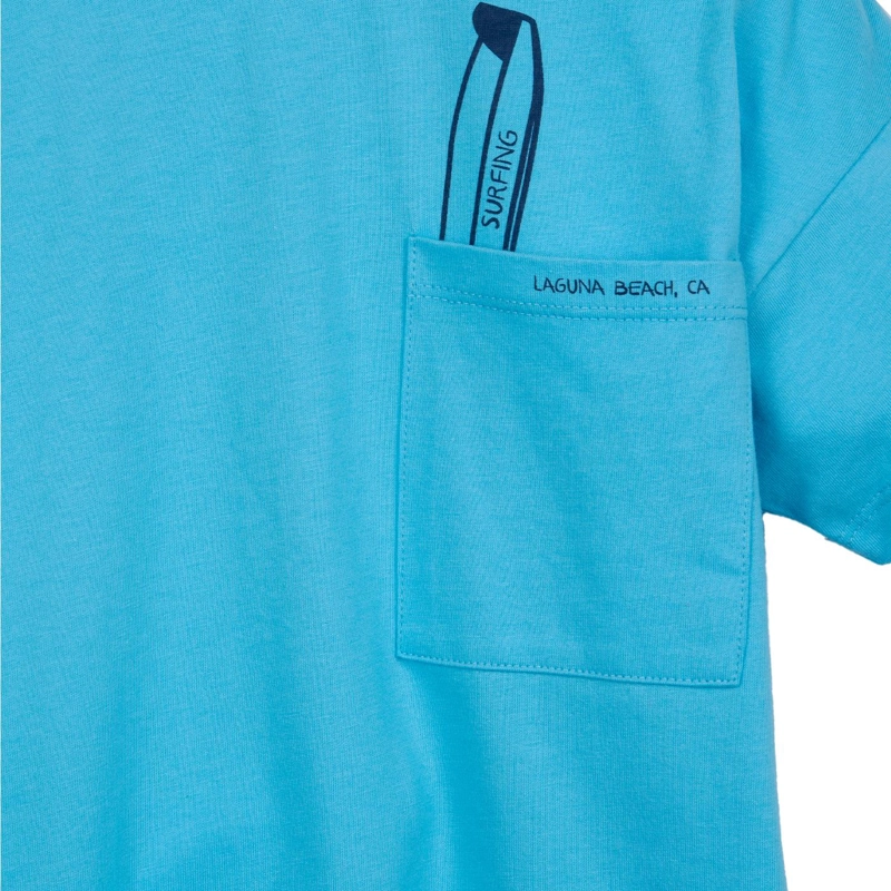 POLERA NIÑO MANGA CORTA BOLSILLO DELANTERO CELESTE PILLIN - 3