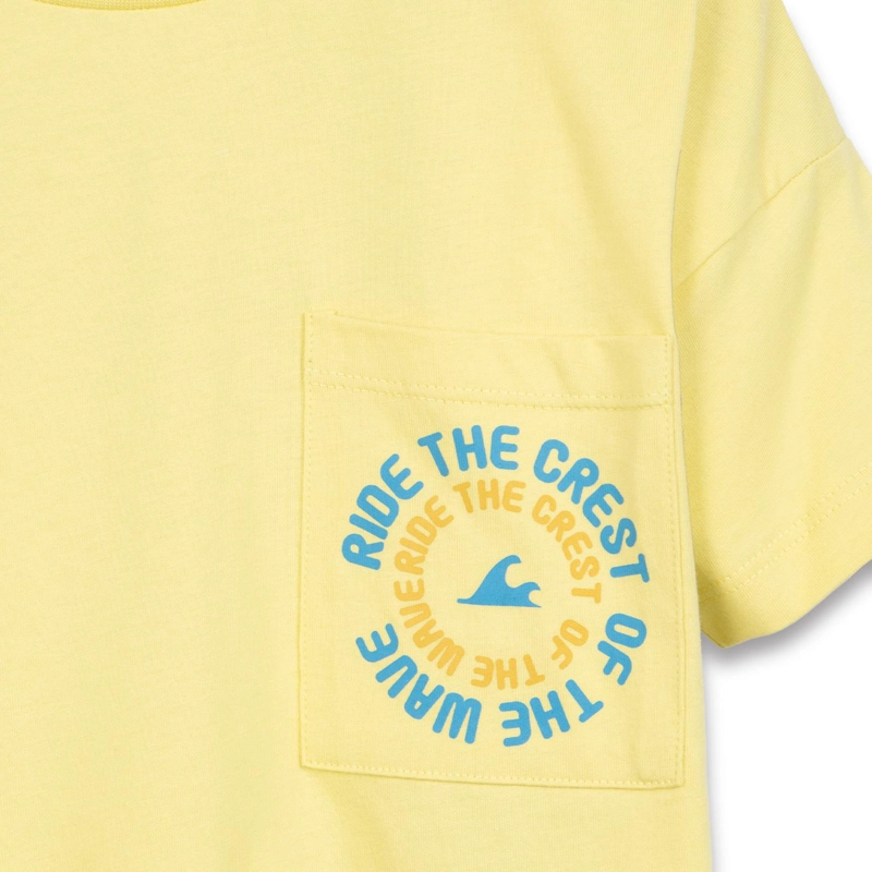 POLERA NIÑO MANGA CORTA BOLSILLO DELANTERO AMARILLO PILLIN - 3