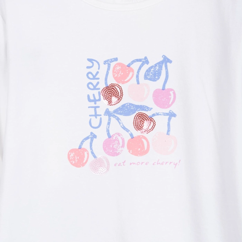 POLERA NIÑA MANGA LARGA ESTAMPADO CEREZAS BLANCO PILLIN - 3