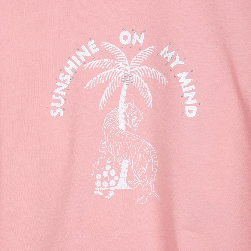 POLERA NIÑA MANGA CORTA ESTAMPADA ROSADO OSCURO PILLIN - 3