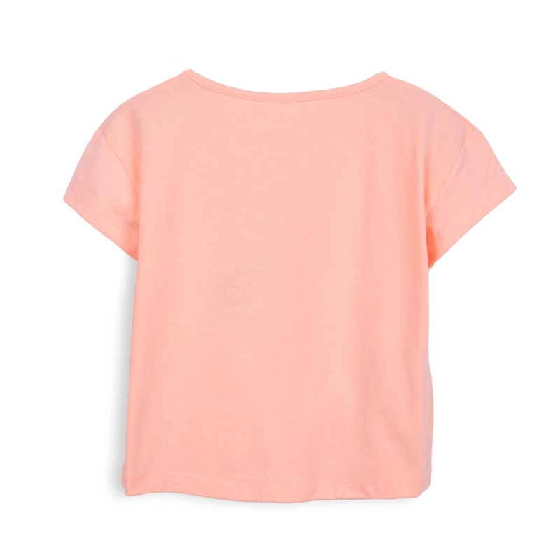 POLERA NIÑA MANGA CORTA ESTAMPADO FLORES NARANJO PILLIN - 2